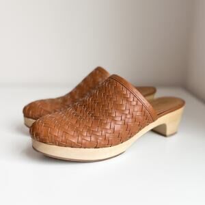 Madewell The Jordyn Clog in Woven Leather Size 6.5 Tan Brown $178